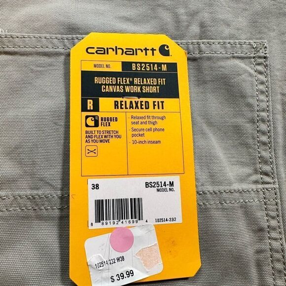 NWT Carhartt Men’s Rugged Flex Relax Fit Canvas Work 10” Short - Tan - Size 42 - Picture 10 of 10